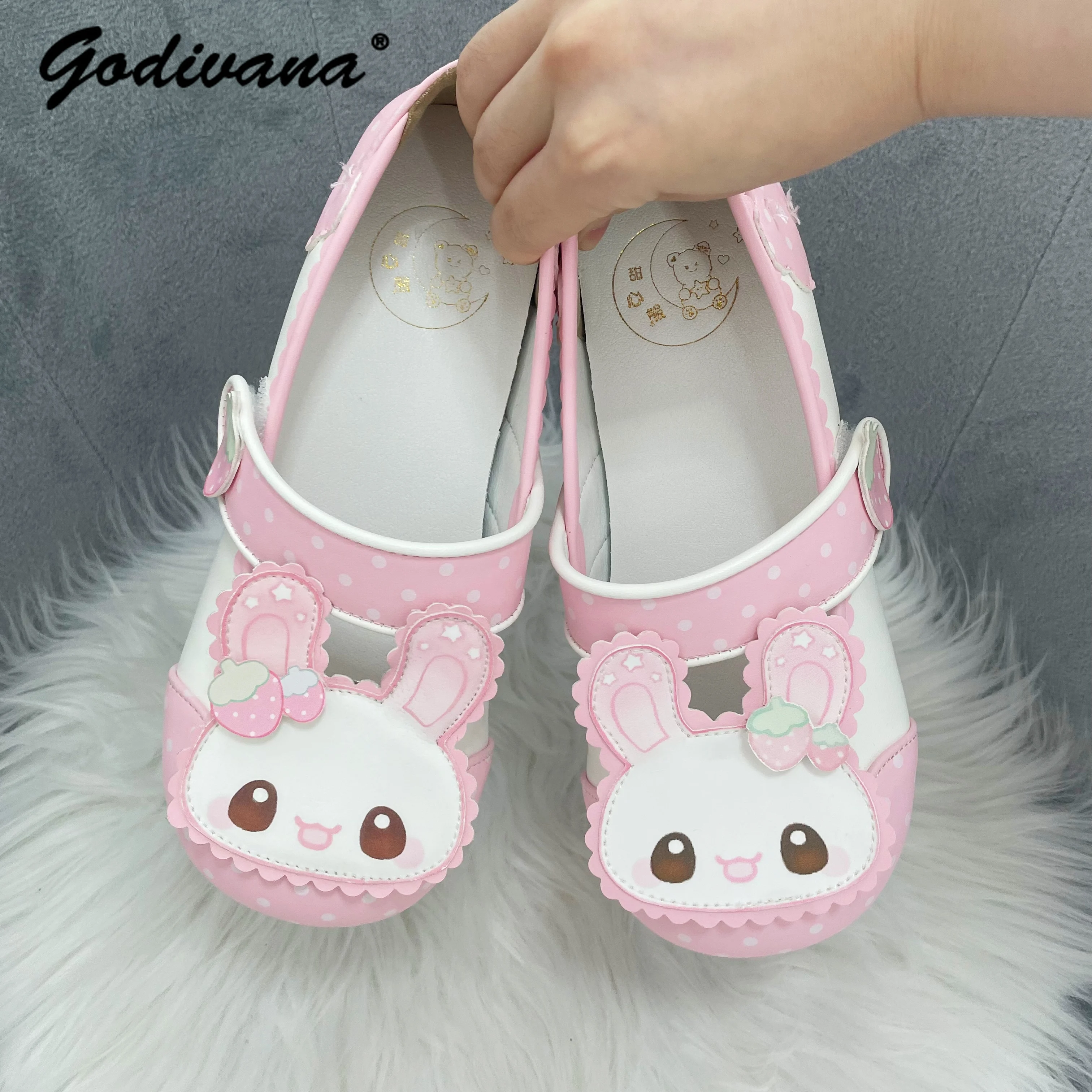 الأصلي لوليتا أحذية الملاعب المغطاة الحلو لطيف طالب الفتيات الكرتون الفيلكرو جولة رئيس لينة وحيد الأميرة أحذية أحذية جلدية مسطحة