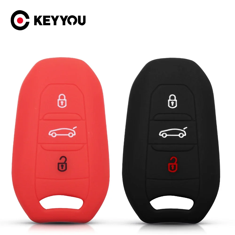 KEYYOU Car Key Silicone Skin Case Cover Protector For Peugeot C6 508 C5 C3 508 2008 3008 C4 Aircross Picasso Grand