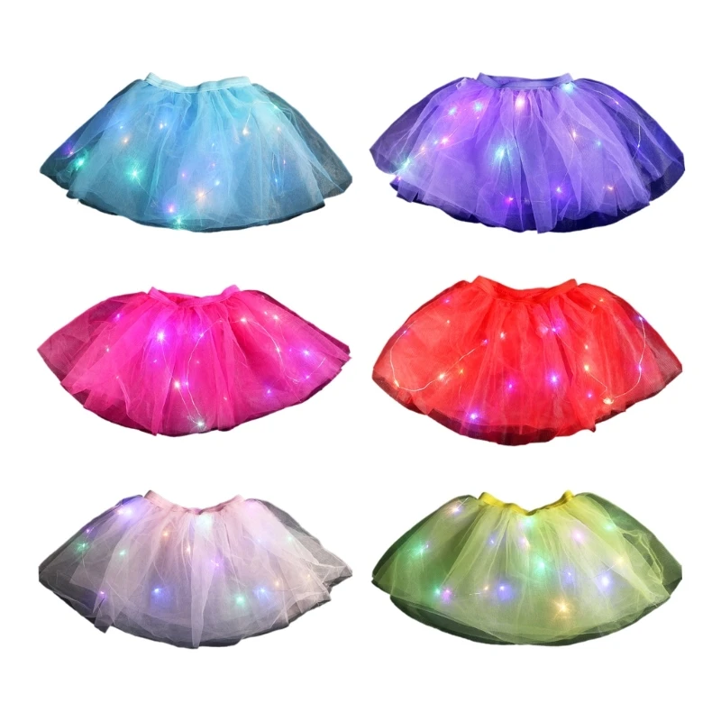 Toddler Girl Tutu Skirt with LED Princess Fairy Dress Glowing Tulle Tutu Skirt School Play Ballet Skirt for Little Girls