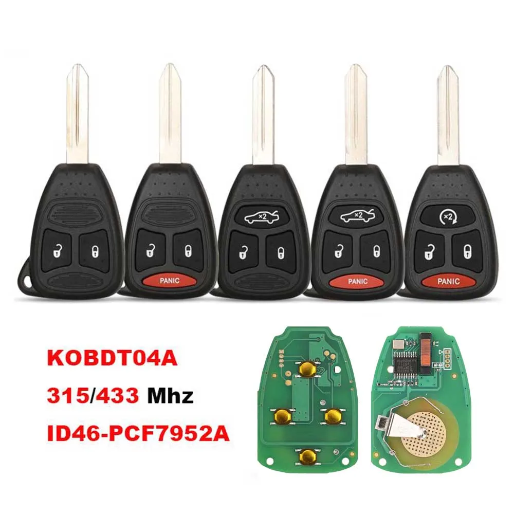 jingyuqin Für Dodge RAM JEEP Commander Compass Grand Cherokee Liberty Wrangler Chrysler KOBDT04A ID46 315/433 MHz Fernbedienung Autoschlüssel – Detail 1