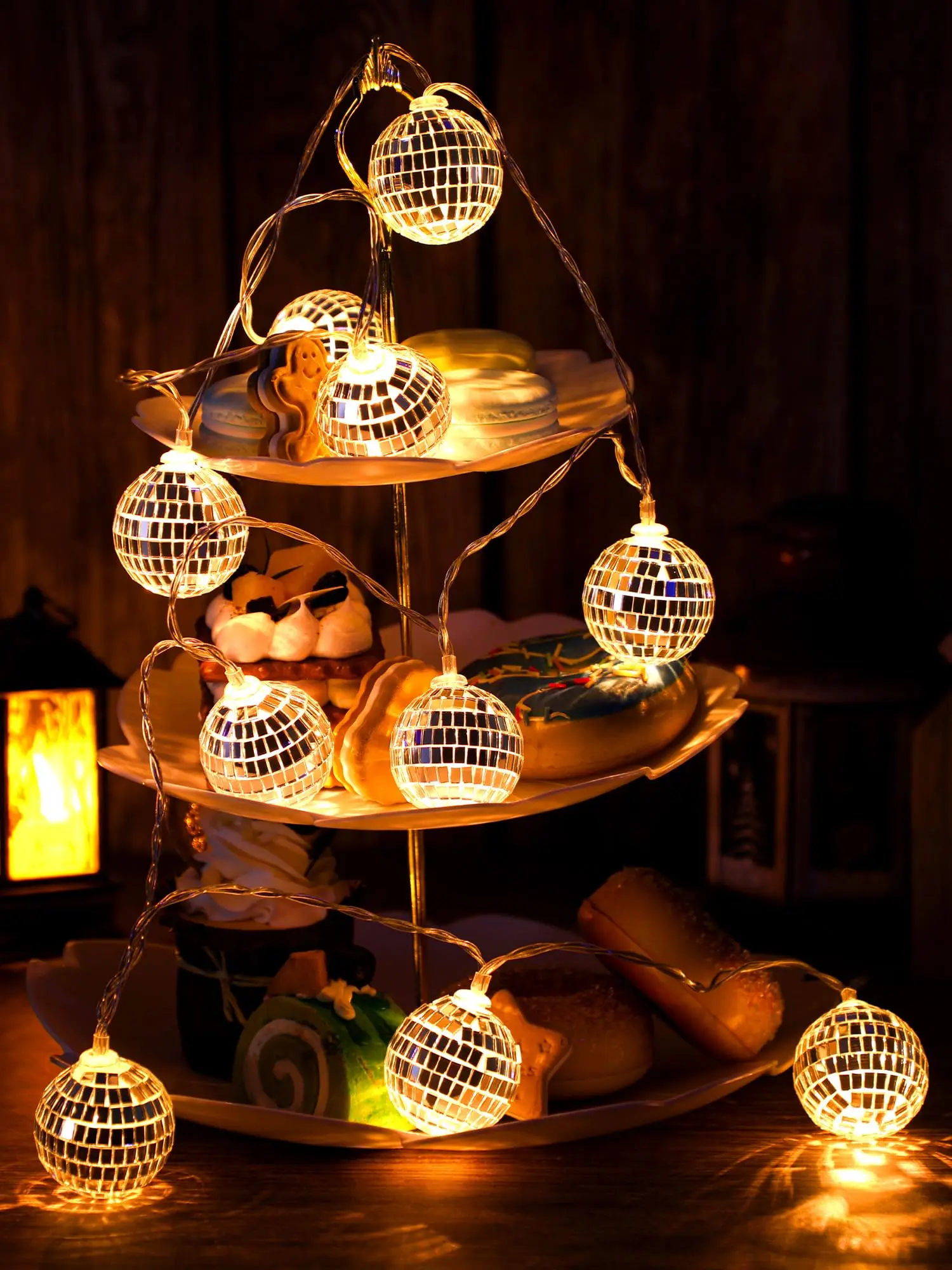 Disco Ball LED String Lights - Battery Powered ,Fairy Lampe for Bedroom, Decoration Home, Garden, Party, Wedding, Birthday Decor