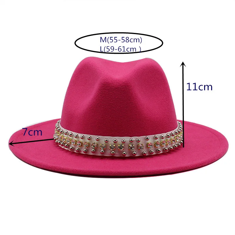 AliExpress-Chapéu Fedora cavalheiro feminino, chapéu de lã pérola europeu e americano, aba plana, chapéu de abas grandes, atacado