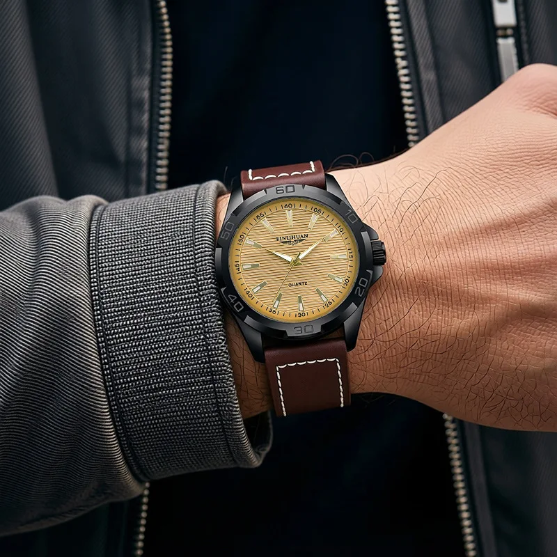 New Fashion Luxury Man Gold Business Leather Watch Men Silicone Quartz Watches Students High Quality Sports Wristwatches Gifts