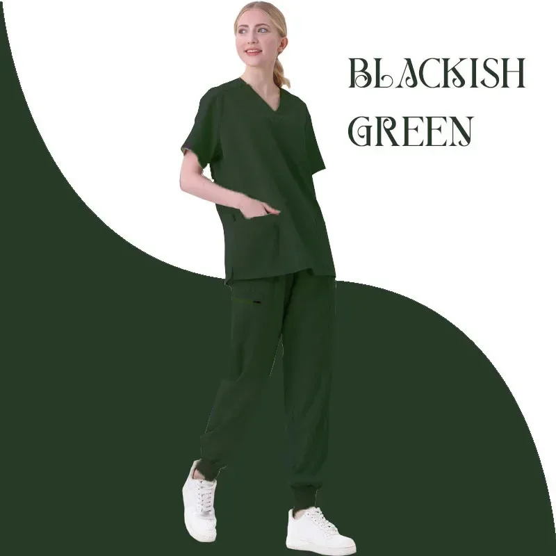 Hospital Doctor Nursing Uniform Women Wholesale Casual Short Sleeved V-Neck Jogger Suits Nurse Phary Working Medical Uniforms