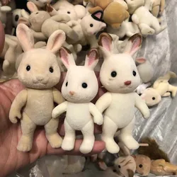 1PCS Forest Family Animal Figure Rabbit Bear Dog Flocked Shaggy Figurine Animal Model Toy For Kid Factory Defects