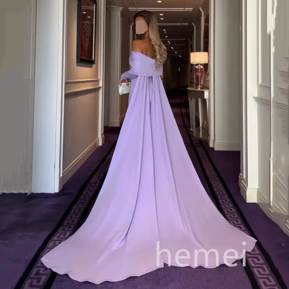 Robe de soirée personnalisée Simple et élégante pour femmes, fourreau, épaules dénudées, longueur au sol, robes de bal lavande