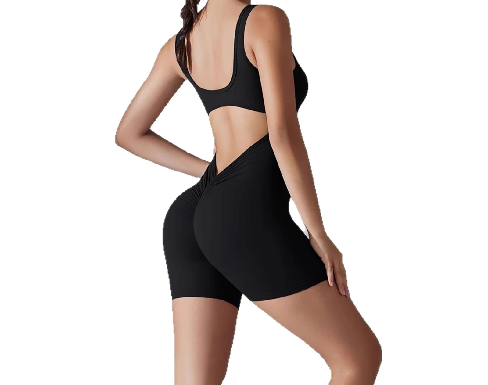 Women's New Tight Solid Color Jumpsuit Yoga Suit Tight Running Fitness Suit
