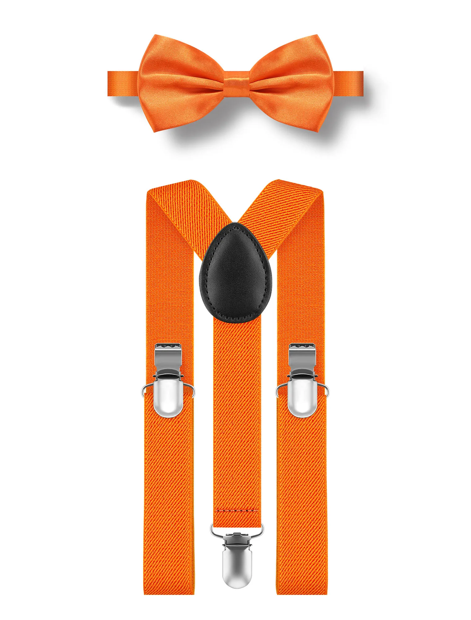 Suspenders Bow Tie Set For Men - Adjustable Size Elastic 1 inch Y Shape with Strong Clips Braces Wide Y Shape Suspenders