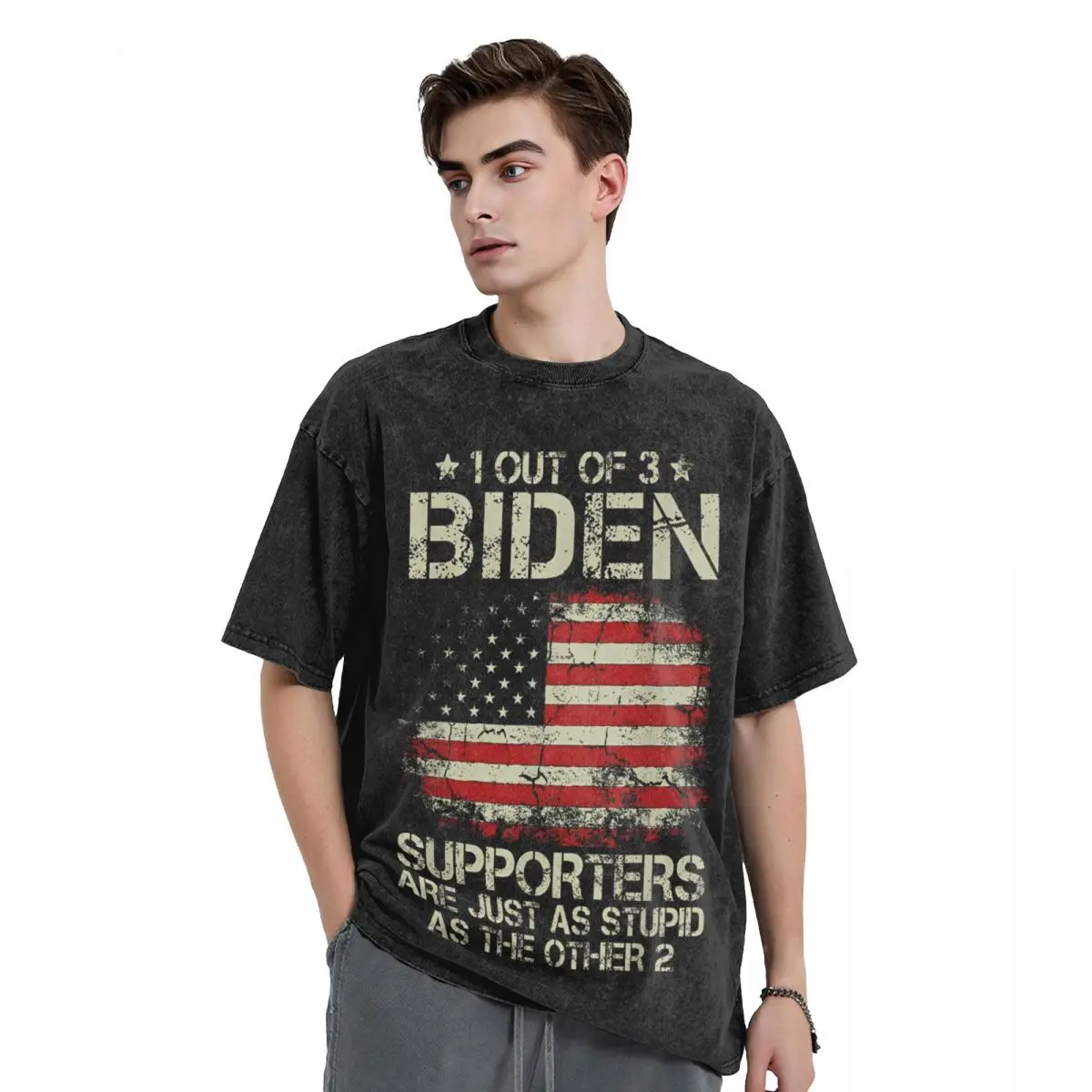 Washed T Shirt Joe Biden 2024 Hip Hop Vintage T-Shirt Oversize Streetwear Cotton Summer Tops Tees for Men Women