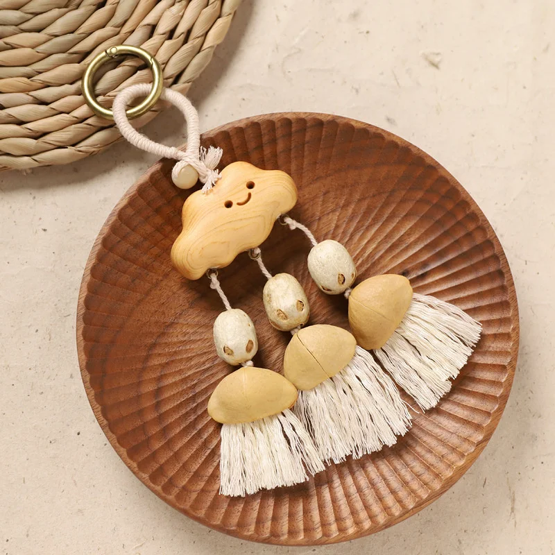 Natural Handmade Shell Wind Chime Portable Sound Healing Rattle Bag Pendant Forest Boho Car Hanging Ornament Gift Decoration