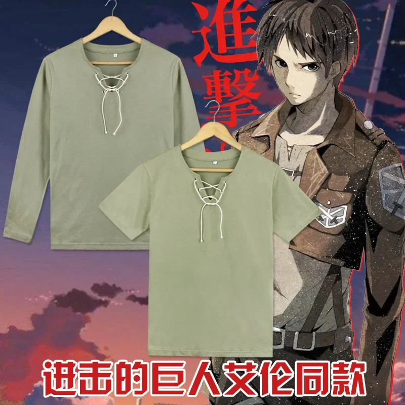 Attack on Titan Eren Jaeger T-shirt Cosplay Costume Shingeki no Kyojin Long / Short Sleeve Scouting Legio Casual Tee Shirt