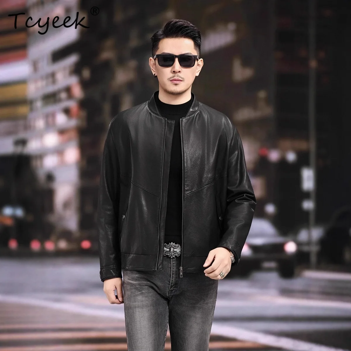 

Tcyeek куртка из натуральной овчины, мужская бейсбольная осенняя одежда, мужское пальто, новые пальто, модные пальто 2021, Jaqueta De Couro