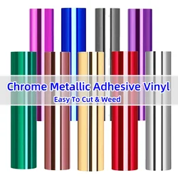 1Roll Chrome Metallic Adhesive Vinyl For Cricut Explore3 & Maker3/ Silhouette Cameo, Decor Sticker, Cutting Machine