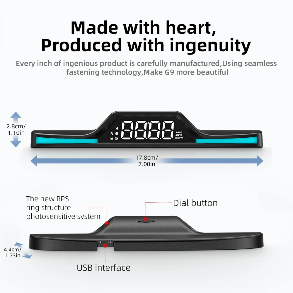 New G15 Universal LCD Head-Up Display for Cars GPS Speed Alert Digital Gauge TFT Screen Clock Fuel Consumption Display