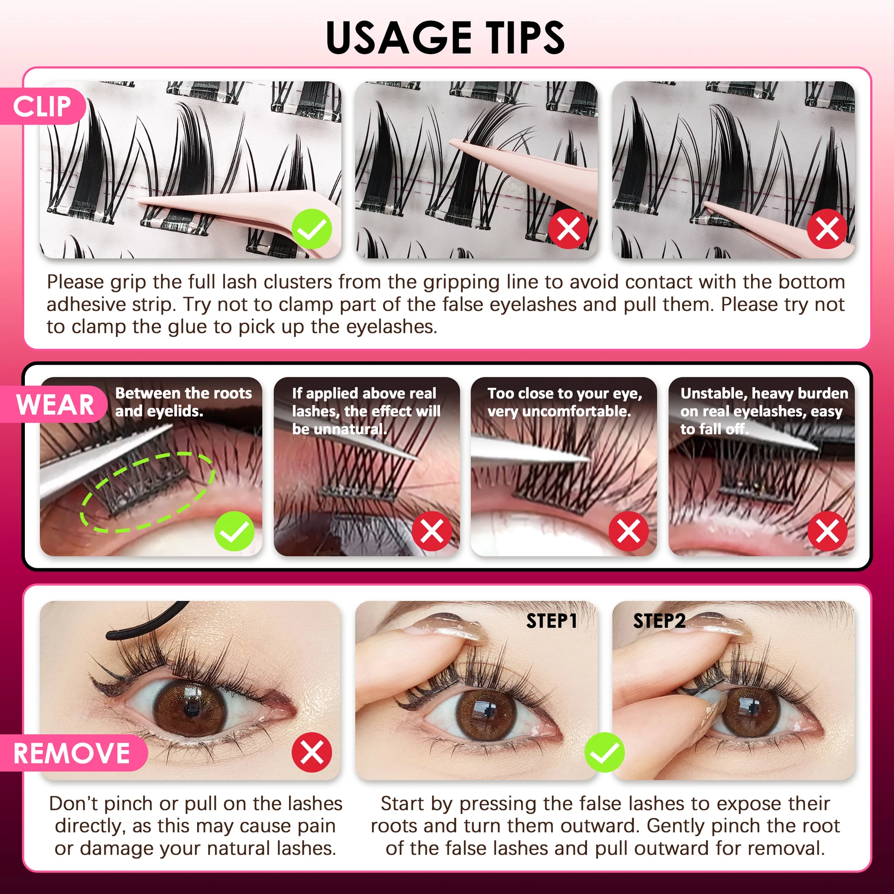 SEEDEW 10 صفوف من الرموش الصناعية ذات سعة كبيرة خالية من الغراء أرنب لطيف رموش ذاتية اللصق رموش صناعية طبيعية #6