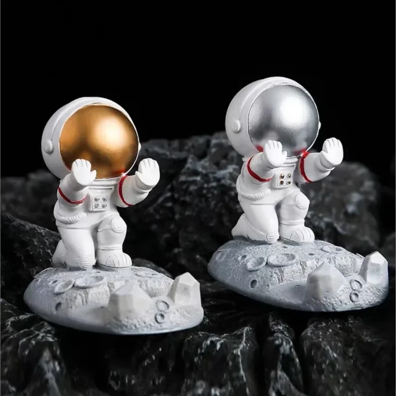 Nordic Astronaut Phone Stand Holder - Resin Spaceman Desk Decor for Office Home, Cute Mobile Holder with Non-Slip Base, image 3