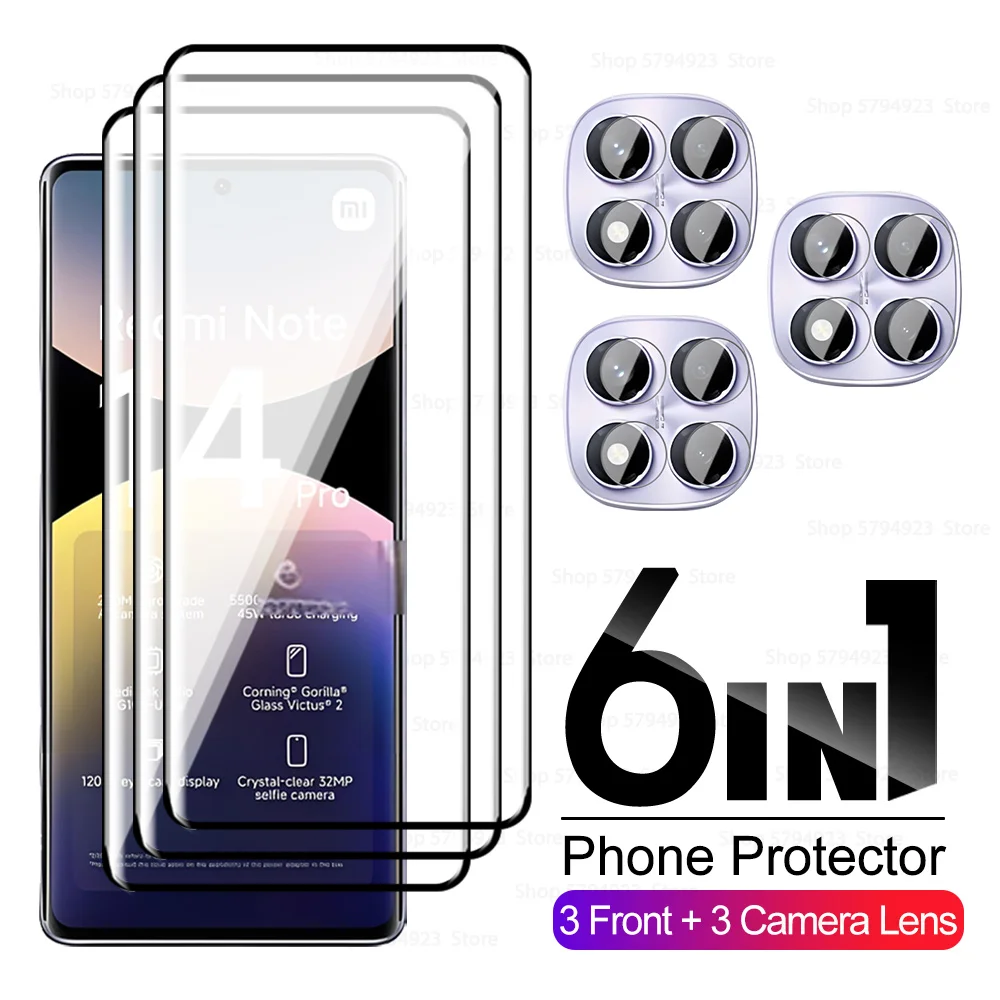 6in1 Curved Glass For Xiaomi Redmi Note 14 Pro+ ProPlus 5G Camera Lens Screen Protector For Redmi Note 14 Pro Plus Note14ProPlus