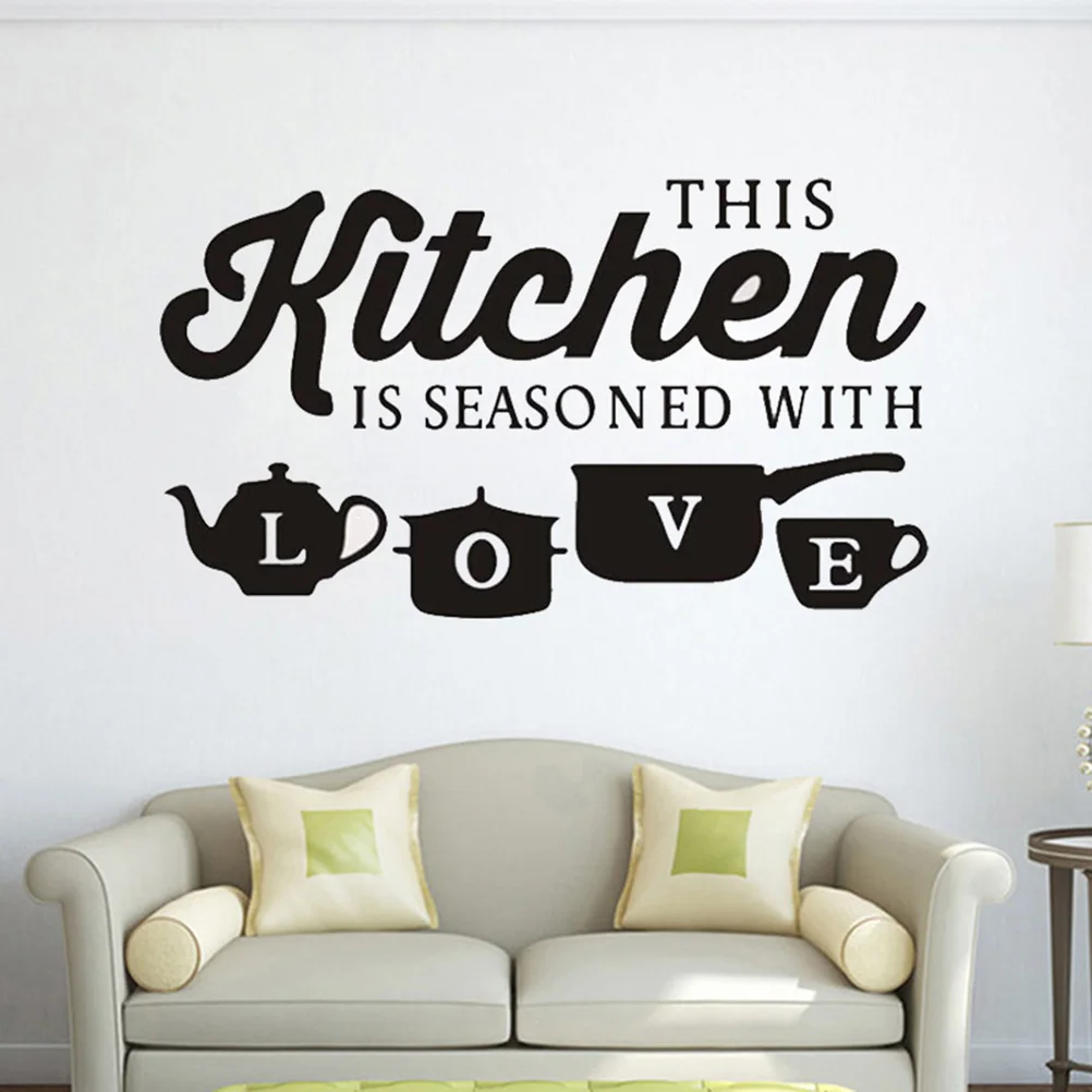 

Wall Stickers Removable Art Murals Wall Decals for Kitchen and Living Room (THIS Kitchen IS SEASONED WITH LOVE,Black)