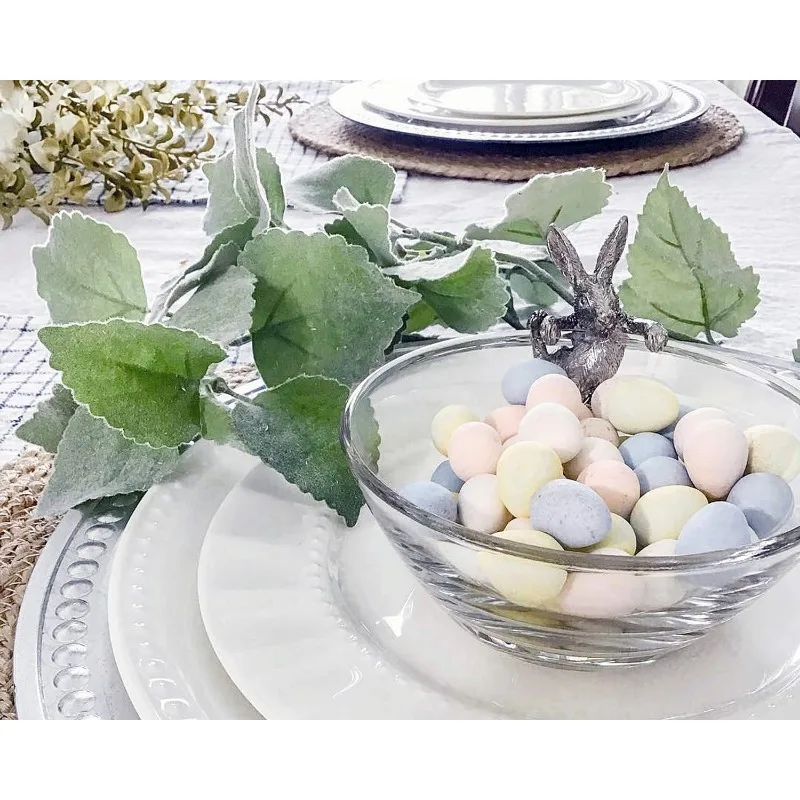 Glass Dip/Candy/Snack Bowl With Pewter Climbing Bunny Candy Dish 5 Inch Diameter 3.5 Inch Tall - Perfect Dishes For Easter