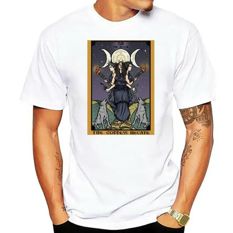 Triple Moon Goddess Hecate Witch Tarot Card Shirt Hekate Statue Witchcraft Gift Custom Printed Tee Shirt