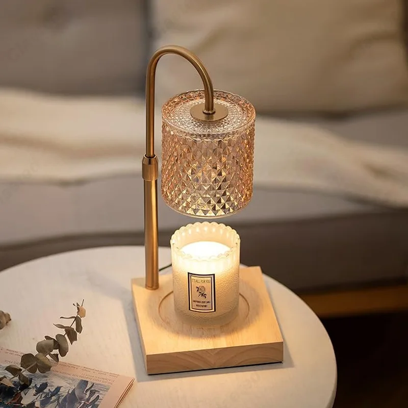 アロマテラピー-ワックス溶解ランプ,時間調光,シンプルな木製アート,寝室のベッドサイドの雰囲気,装飾照明