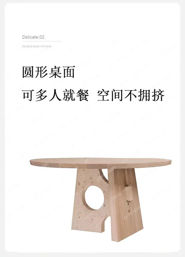 32 Medieval Wabi-sabi RetroNordic Solid Wood Dining Table Simple Modern  Round Dining Table Creative Home Cave Stone Ta