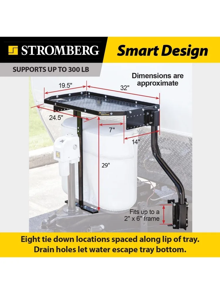 CC-255 トレーラー トレイ - RV およびキャンピングカー用の屋外および発電機保管用 A フレーム カーゴ キャリア - ブラック