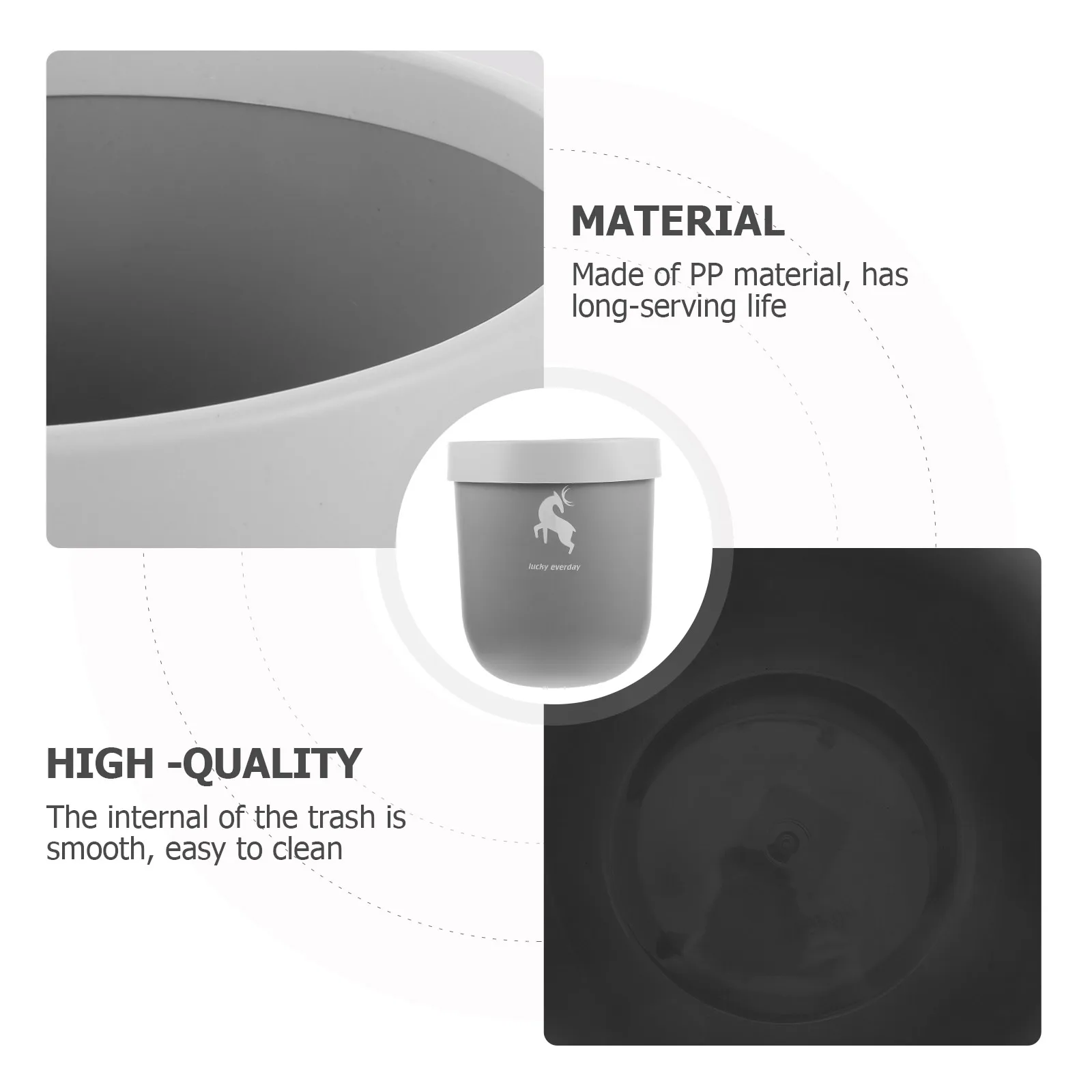 

Plastic Trash Can Nordic Style Smooth Easy Clean Wastebasket for Bedroom Kitchen Office Dorm Room Garbage Bin Trash Can for Dorm