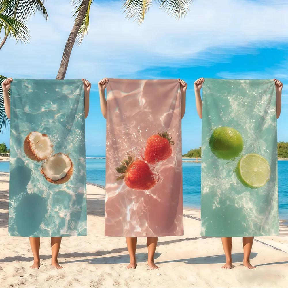 Refreshing Summer Fruits Watermelon Coconut Towel Beach Oversized Soft Ultra Absorbent Quick Drying Large Pool Camping Bathroom
