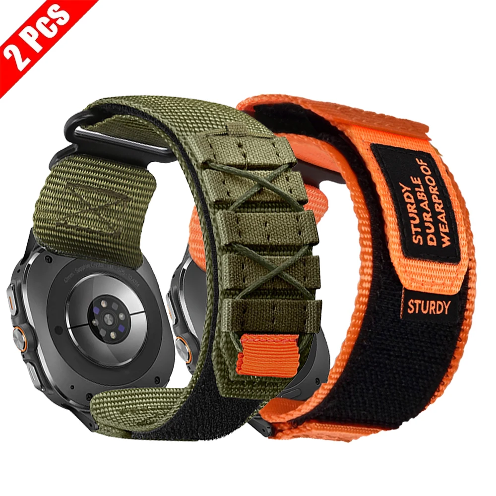 2PCS Nylon Strap for Samsung Galaxy Watch 7Ultra 47 Loop Camouflage Wristband Bracelet for Galaxy Watch 7 47mm Watch Accessories