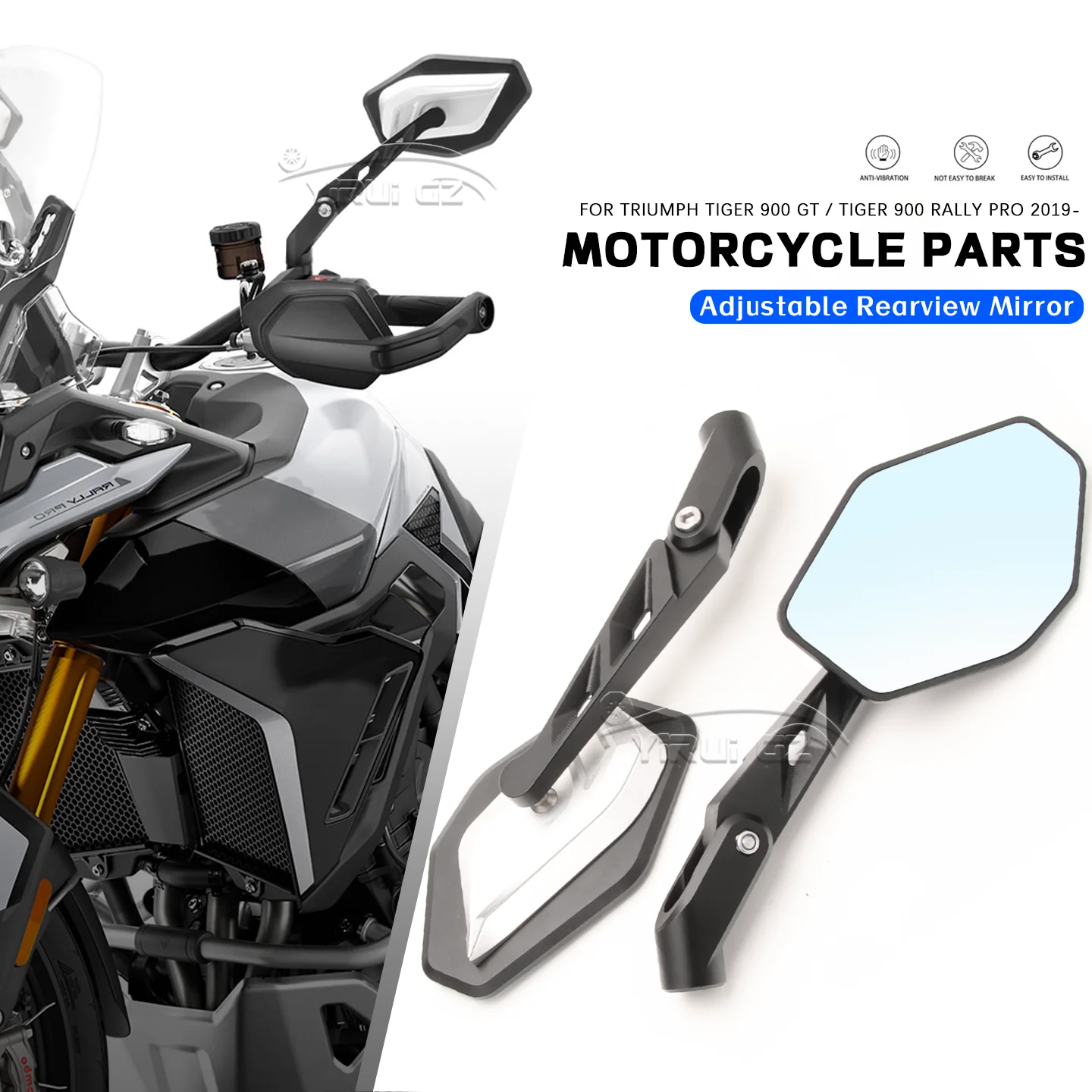 Motorcycle Accessories FOR TIGER 900 GT / TIGER 900 RALLY PRO 2019- CNC Aluminum Foldable Rearview Mirror Adjustable Side Mirror