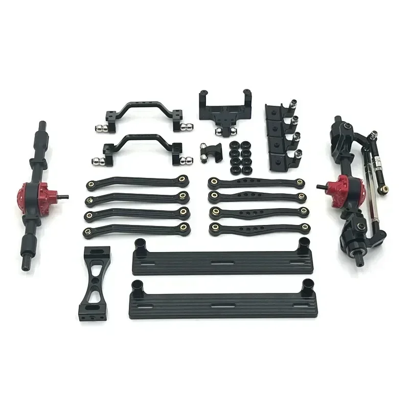 WPL C64 C64-1 Metal Front and Rear Axle Chassis Link Rod Pull Rod Mount Side Pedal Shock Mount Set 1/16 RC Car Upgrade Parts