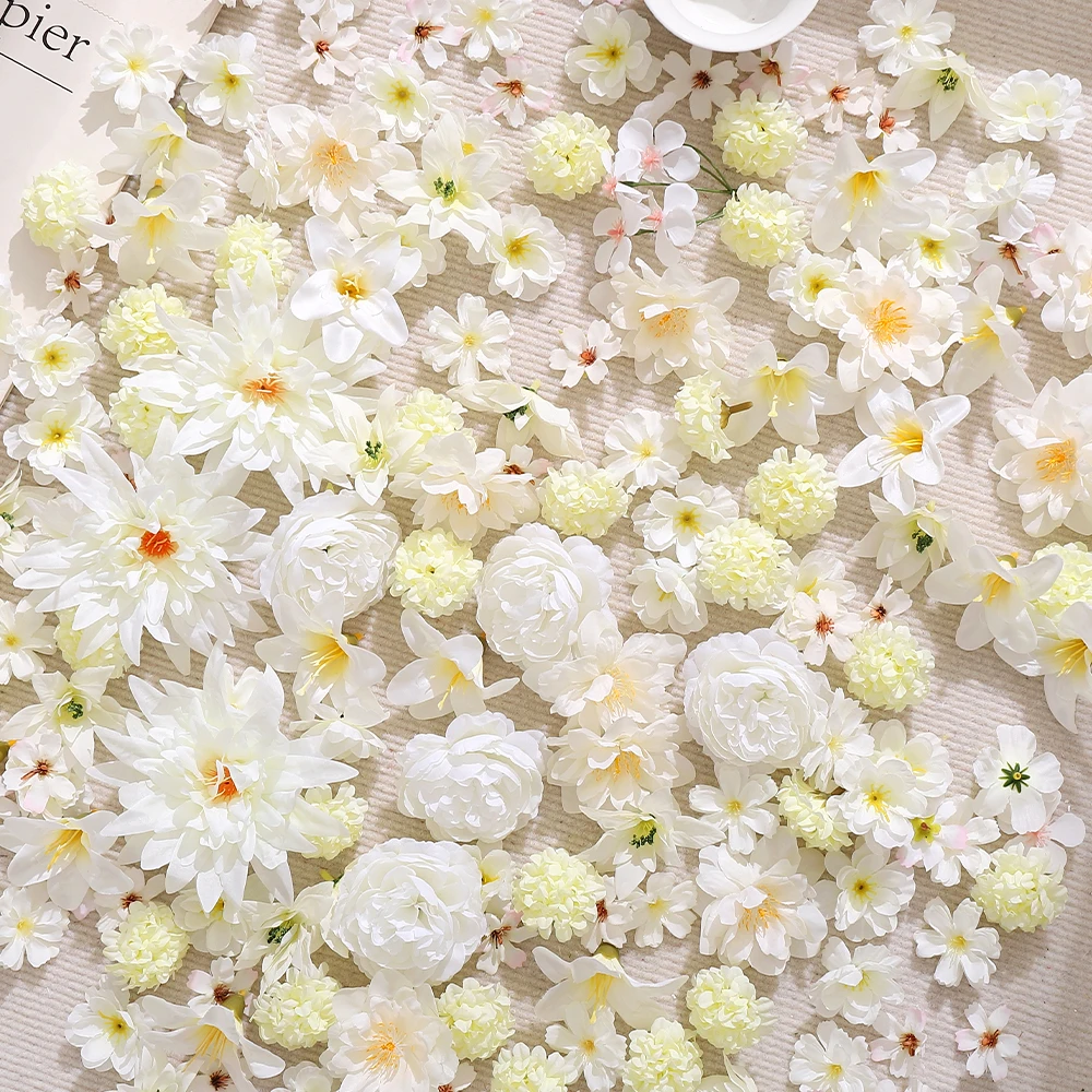 

Набор материалов для рукоделия: белые искусственные цветы, шелковые цветочные кольца, заколки для волос, украшения для дома