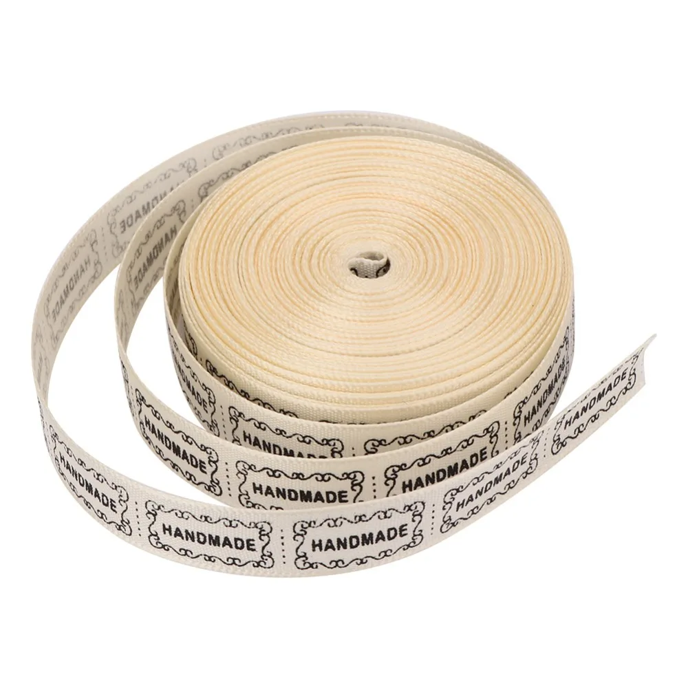 1pcs Decorations 10 Yards Length Printed Ribbon English Words Printed Beige Color Cotton Ribbon DIY Ribbon Craft Projects