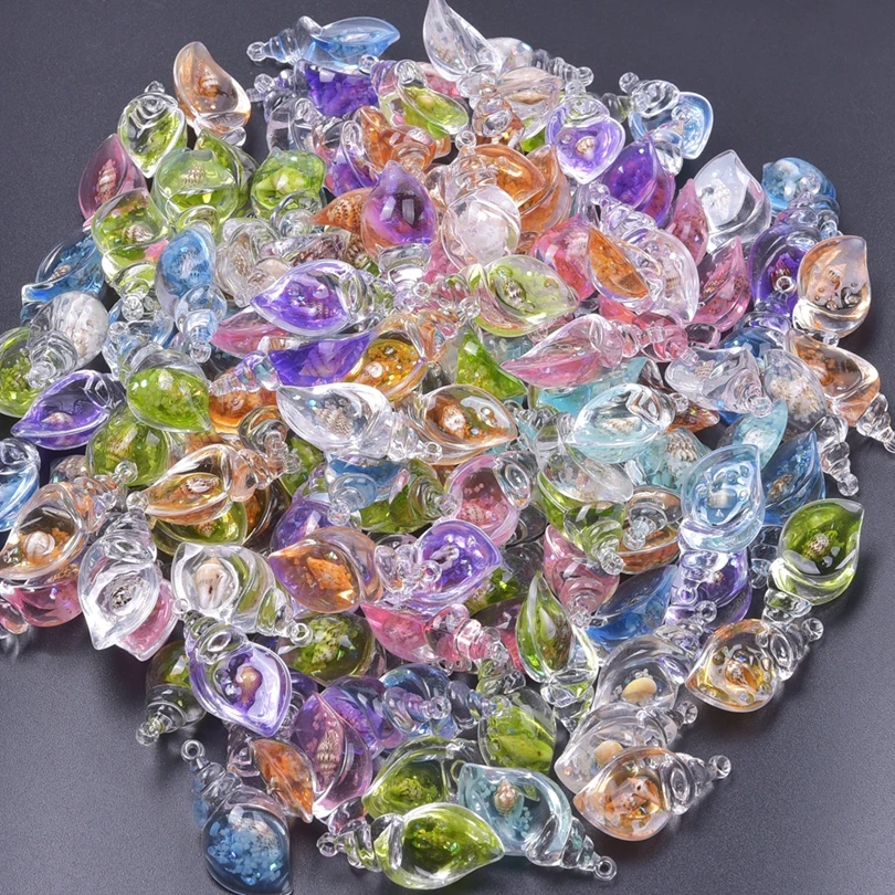 10/30/50/100pcs Resin 3D Noctilucent Conch Charms Kawaii Luminous Pendant For Jewelry Making Diy Earrings Keychain Accessories