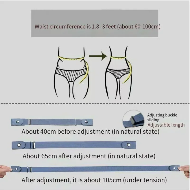 2PCS Adjustable Stretch Elastic Waist Band Invisible Belts Buckle-Free Belt for Women Men Jean Pants Dress No Buckle Easy ToWear