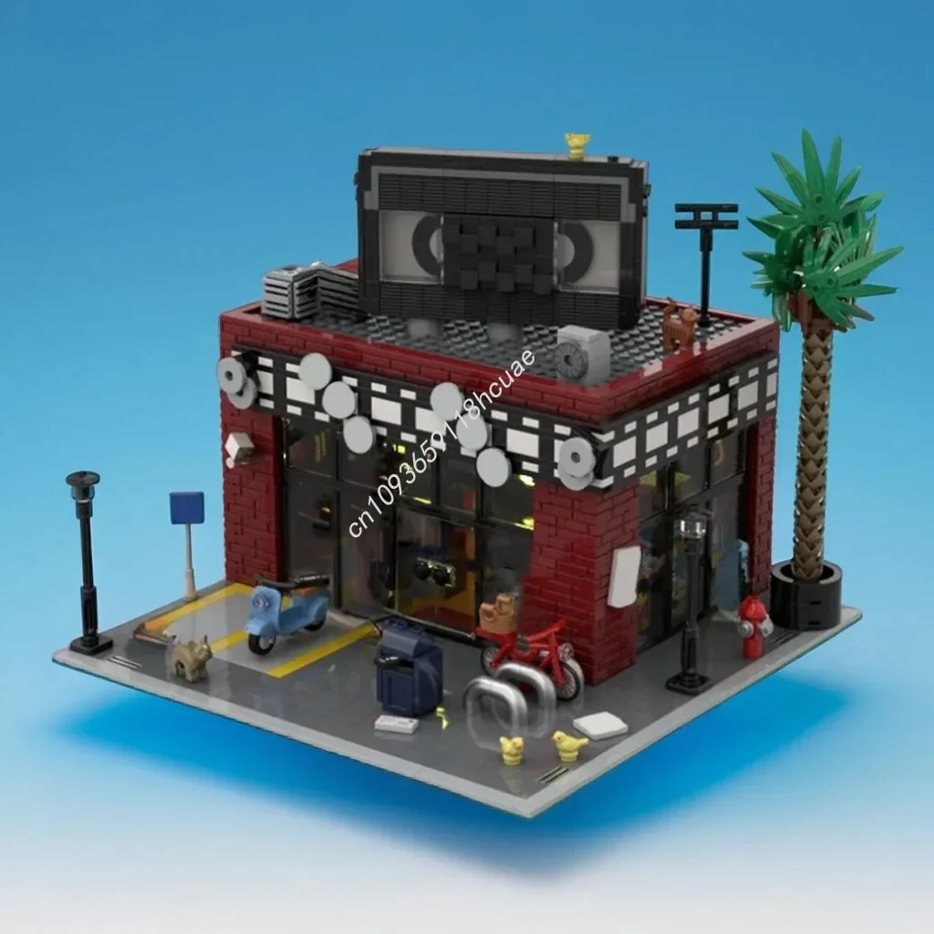 

1746 деталей MOC: Модульные здания видеомагазина — конструктор для развития терпения и концентрации, STEM-игрушка, рождественский подарок