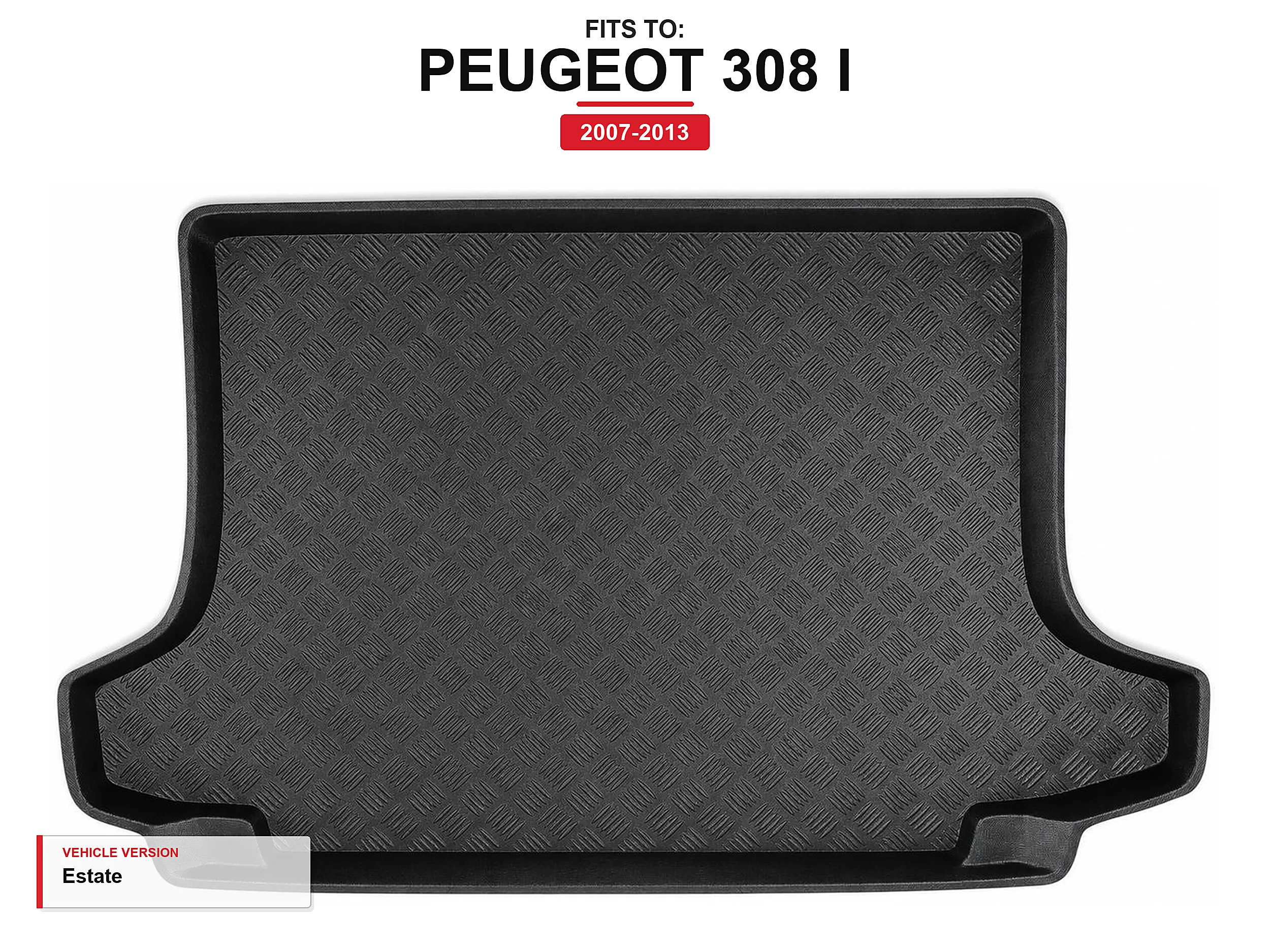 Kofferbakmat met rand voor: Peugeot 308 I 2007-2013 Estate