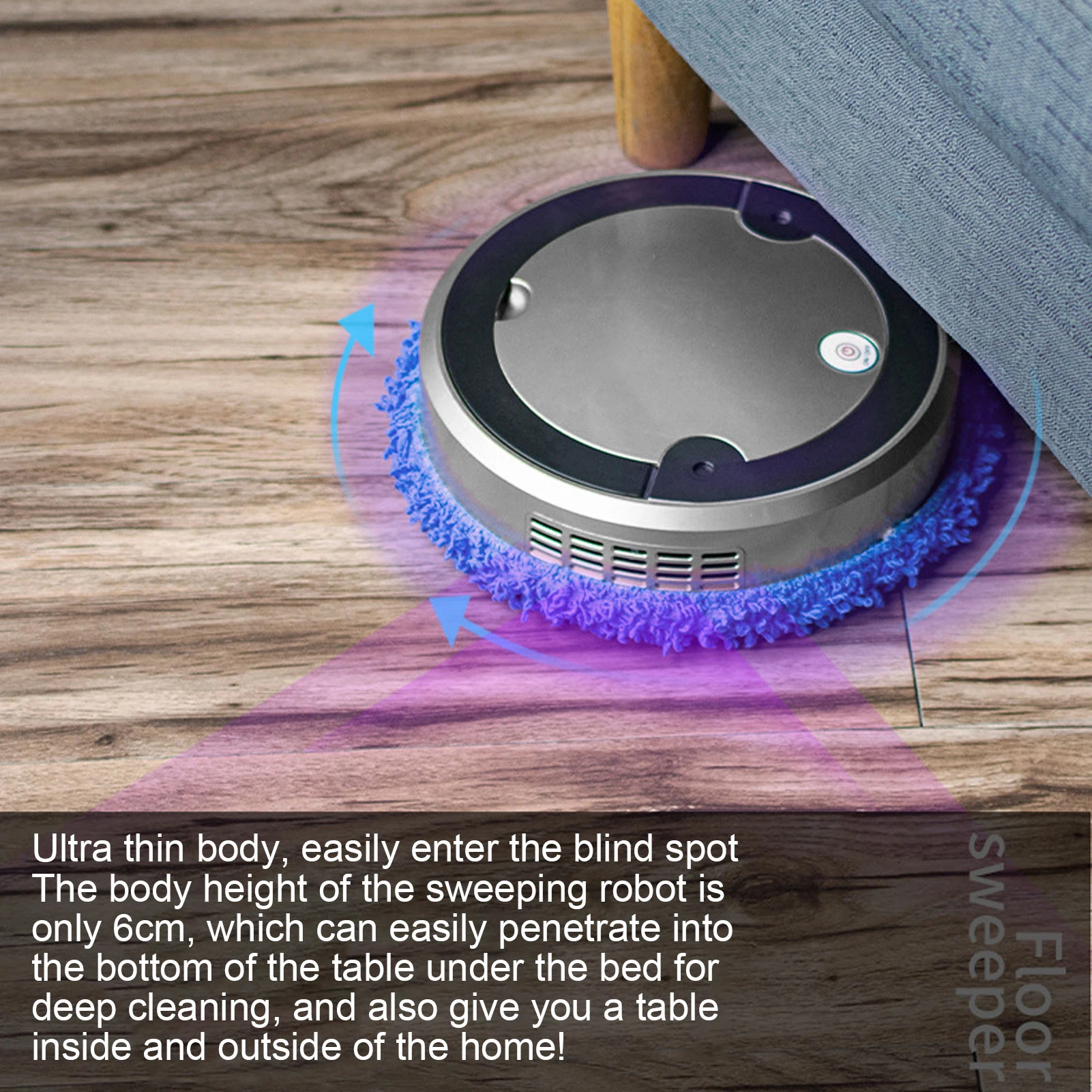 فضي رمادي التطهير روبوت رذاذ وظيفة 2400 مللي أمبير بطارية 50 مللي خزان المياه الرطب/الجاف آلة تنظيف المنزل الذكي للغرف #3