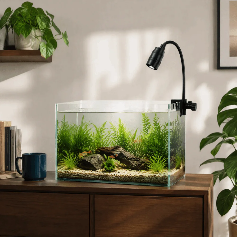 5/6/7W Fish Tank Clip Lamp Aluminum Alloy Variable Focus Clip-on Fish Tank Light Mini Waterproof Adjustable Focus Spotlight