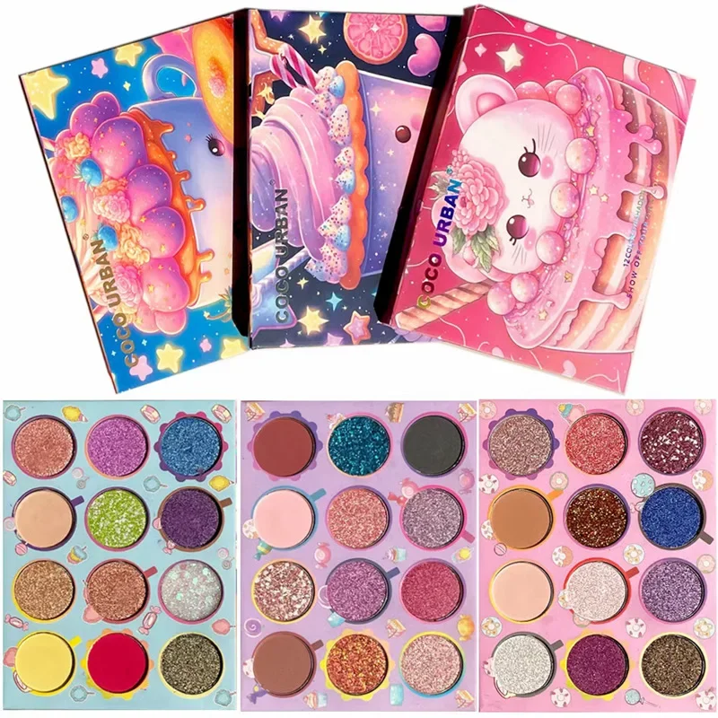 12-kolorowa płytka cieni do powiek Shimmer Matte Shimmering Powder Sequels Makeup Eyeshadow Palette Glitter Eyeshadow Waterproof Beauty