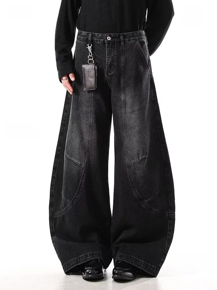 

Уличная одежда Cyber Y2K 2025 года, потертые черные лоскутные мешковатые джинсы, брюки для мужчин, одежда с широкими штанинами, повседневные длинные брюки Pantaloni Uomo