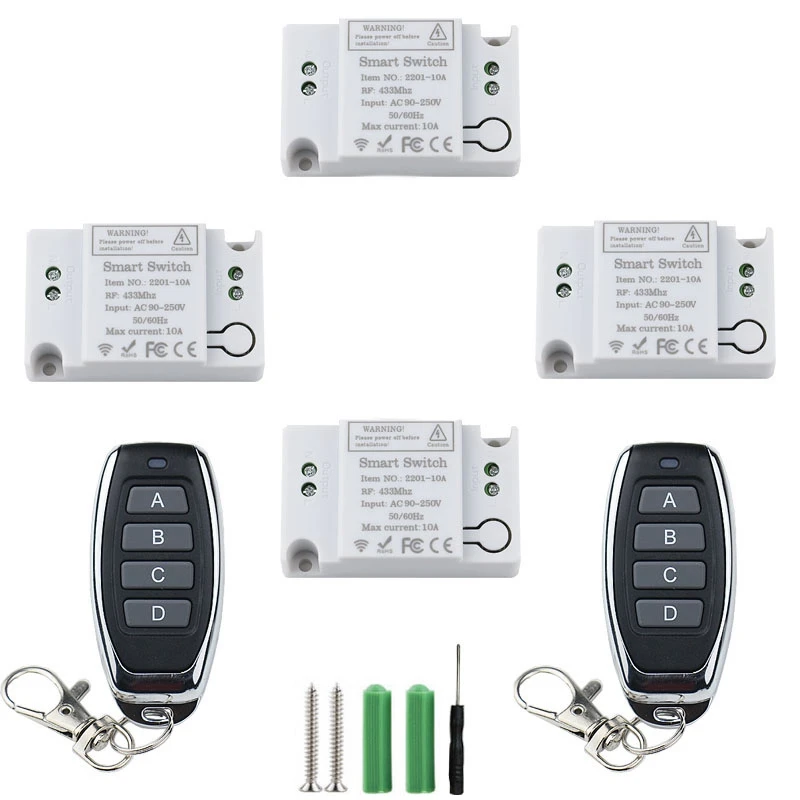 433Mhz Universal Smart Wireless Remote Control Switch AC 220V 1CH Receiver Corridor Room Home Led Light Lamp Switch ,B