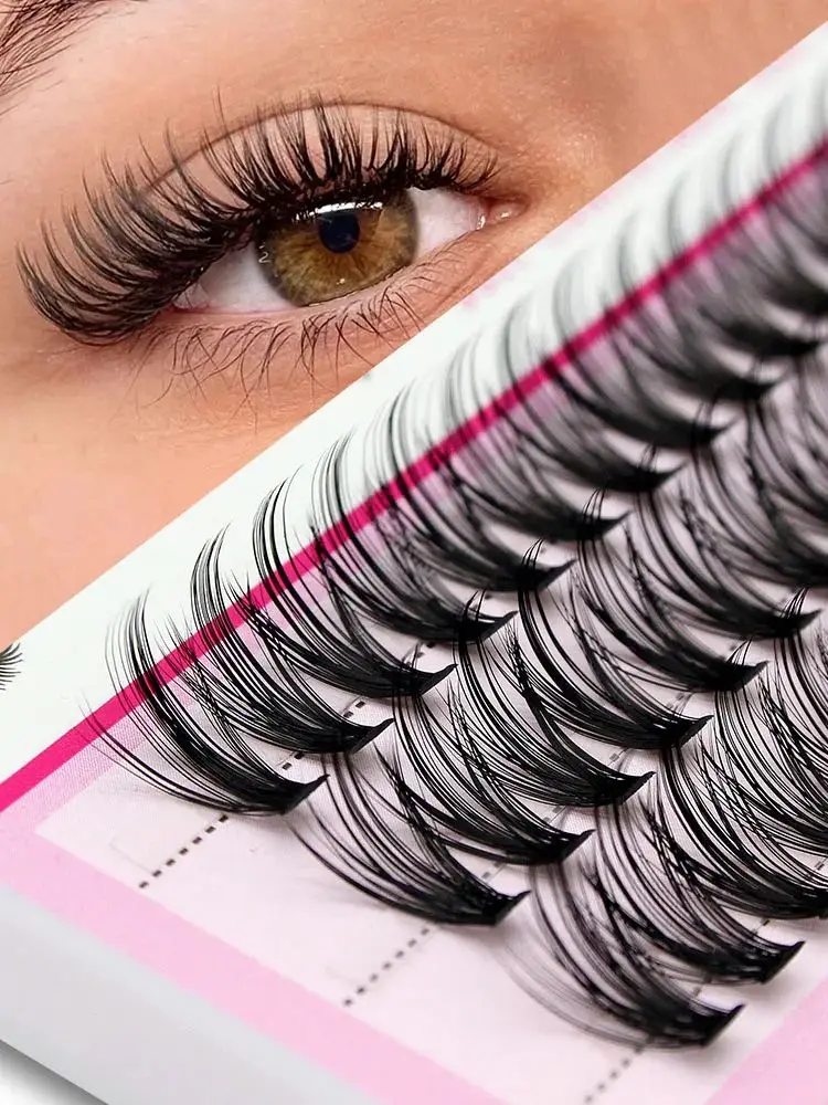 Upgraded Moonlily 60 Bundles Silk Soft Mink Eyelashes Extension Natural 3D Russian Volume Faux Individual Cluster Lashes Makeup