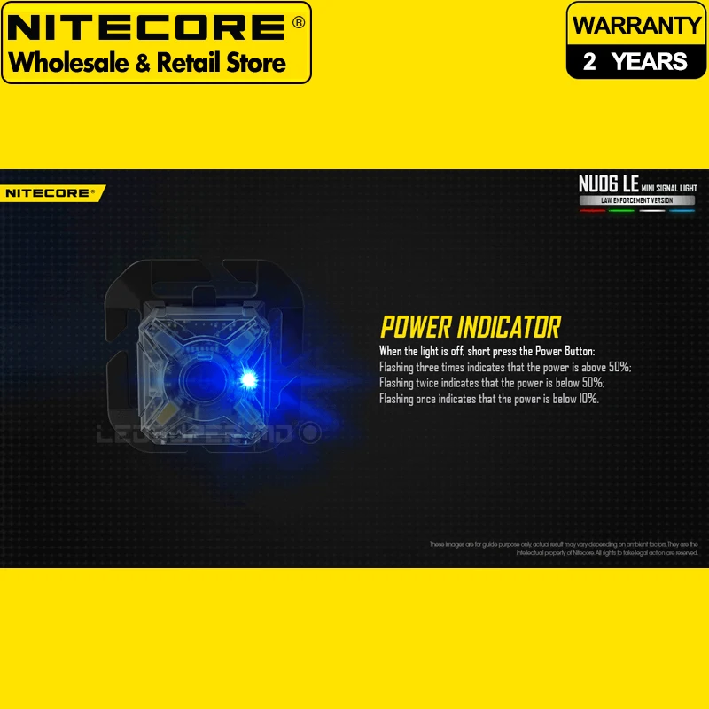 Nitecore إشارة صغيرة وضوء أمان ، قابلة لإعادة الشحن ، NU06 LE ، أبيض أزرق ، أخضر ، أحمر
