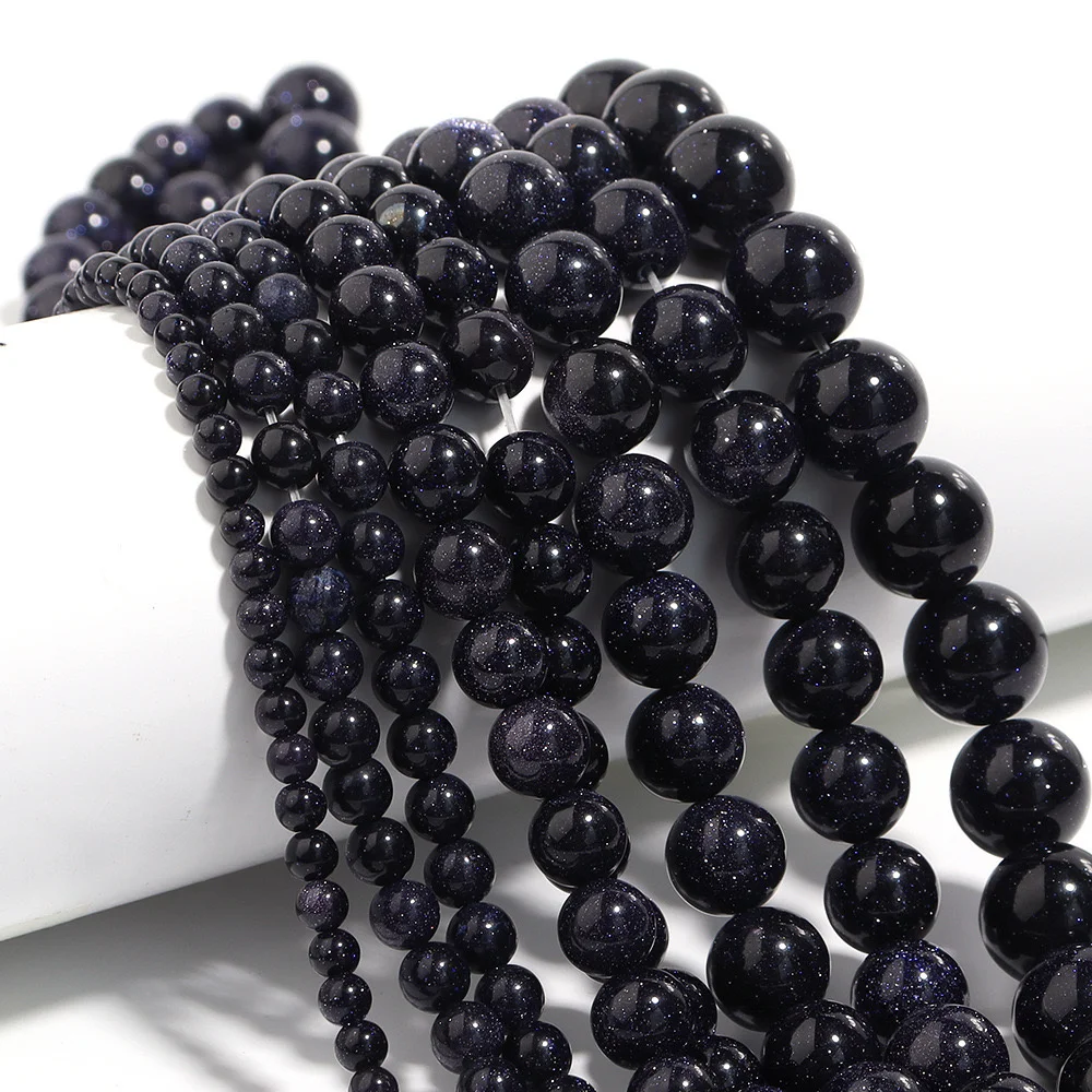 

Natural Stone Blue Starry Sky Sandstone Round Beads for Jewelry Making DIY Bracelet Necklace 4 6 8 10 12mm Pick Size Cute Beads