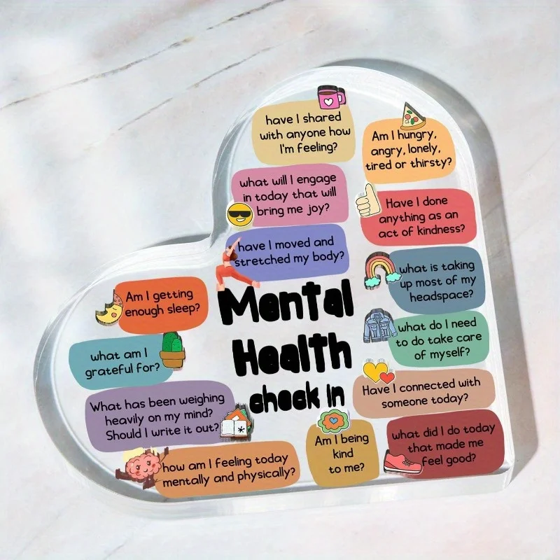 CIFBUY Crystal Acrylic Desktop Ornament Mental Health Poster 2D Flat Therapist Office Decor CBT DBT Guide