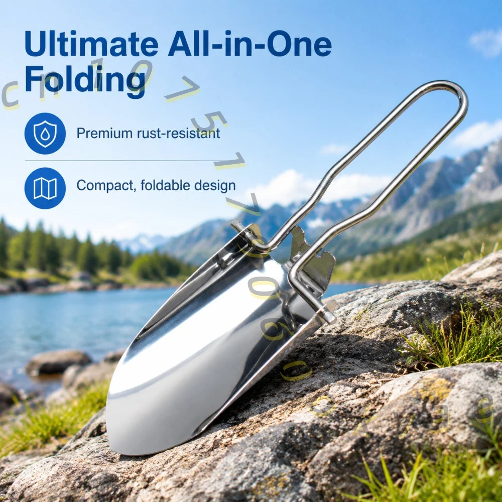 Portable Stainless Steel Folding Shovel Multi-functional Garden Spade for Outdoor Camping Hiking Beach Sand Digging Tool