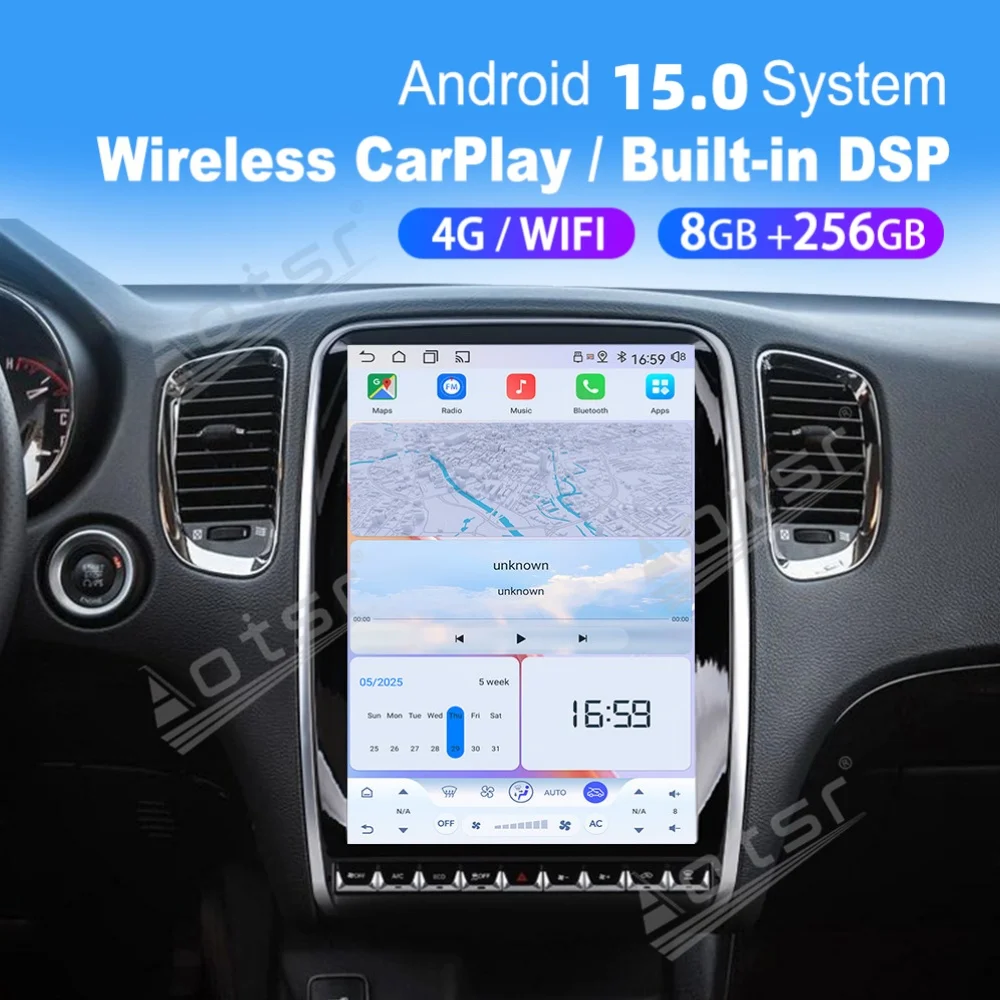 For Dodge Durango 2014-2020, 14.5 Inch Qualcomm Octa-Core Android 13 Car Stereo IPS Wireless CarPlay GPS Navigation DSP WiFi SWC
