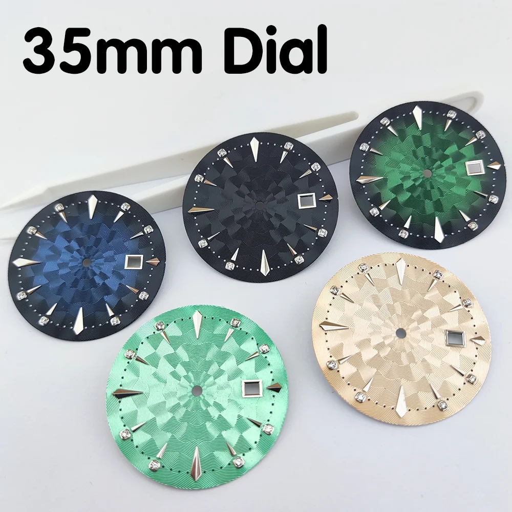 NH35 dial cocktail dial 35mm for NH35/NH36 movement watch replacement parts diamond dial support customized logo